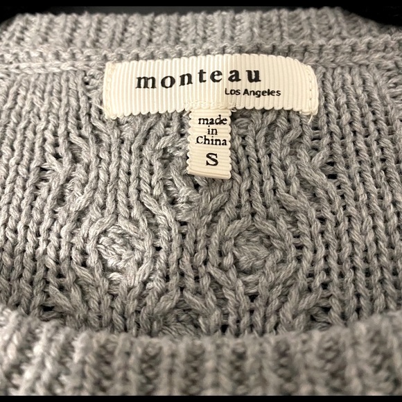 Monteau Cable Sweater with elbow patches. size Small, EUC - Picture 4 of 9